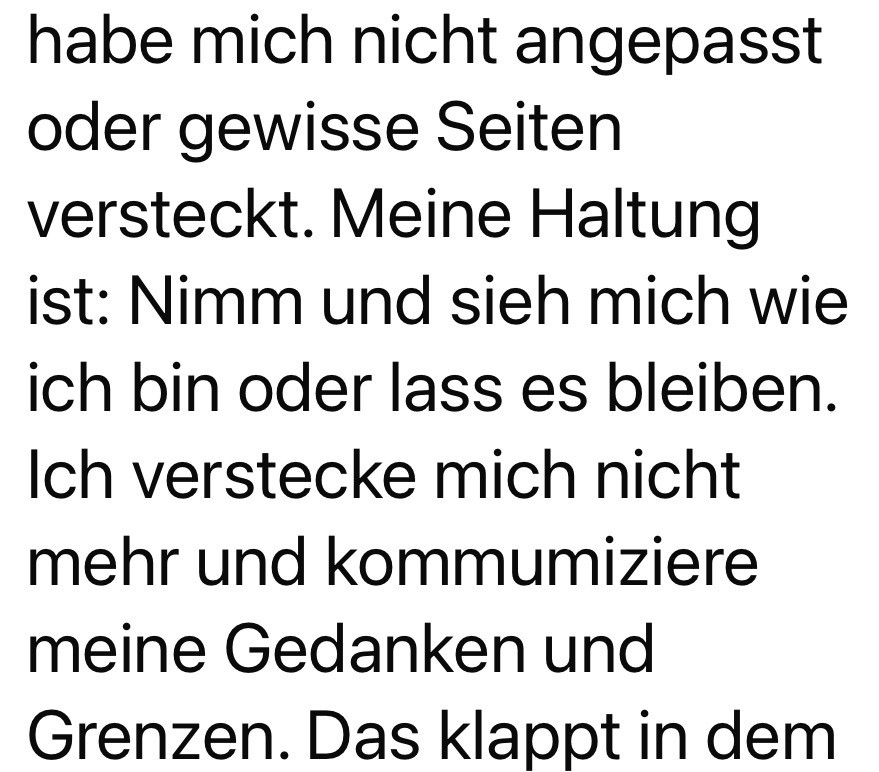 “Ich habe mich nicht angepasst” / “Ich kommuniziere meine Grenzen” feedback