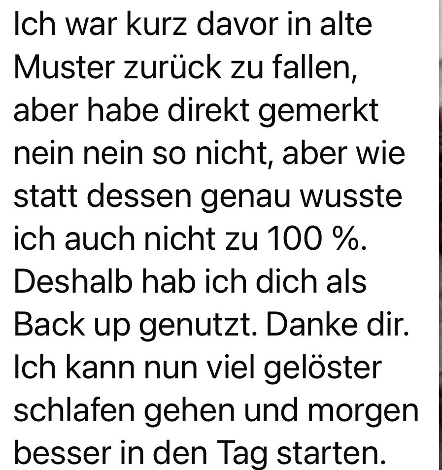 feedback war kurz davor in alte muster zu fallen